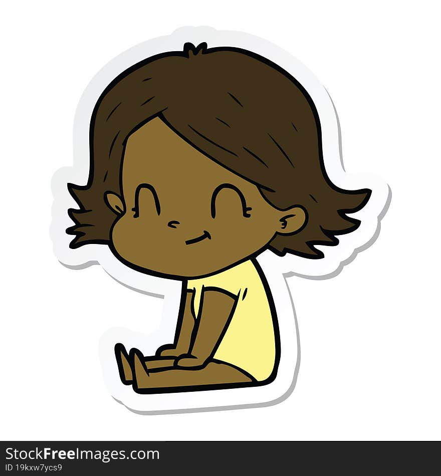 sticker of a cartoon friendly girl