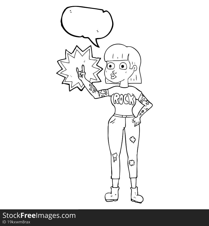 Speech Bubble Cartoon Rock Girl