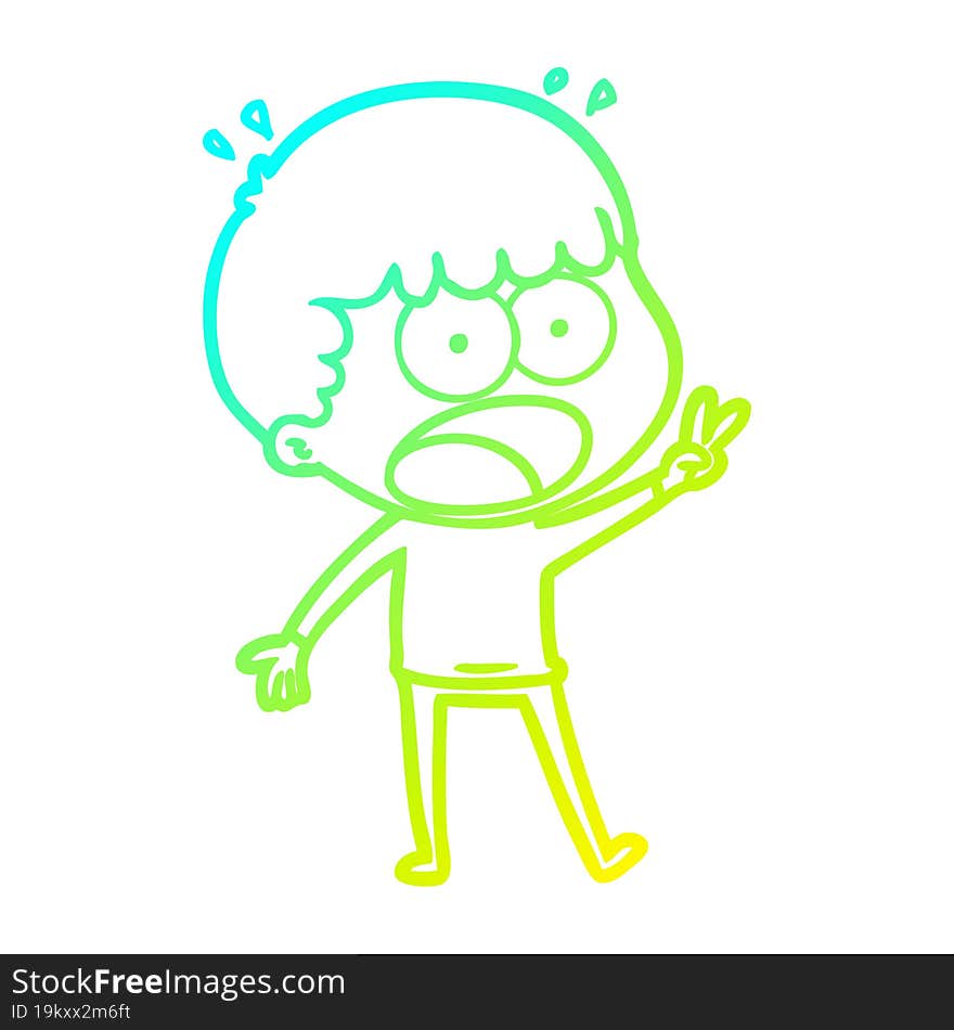 cold gradient line drawing cartoon shocked man