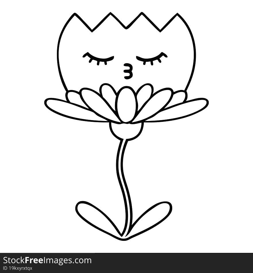 line drawing cartoon flower