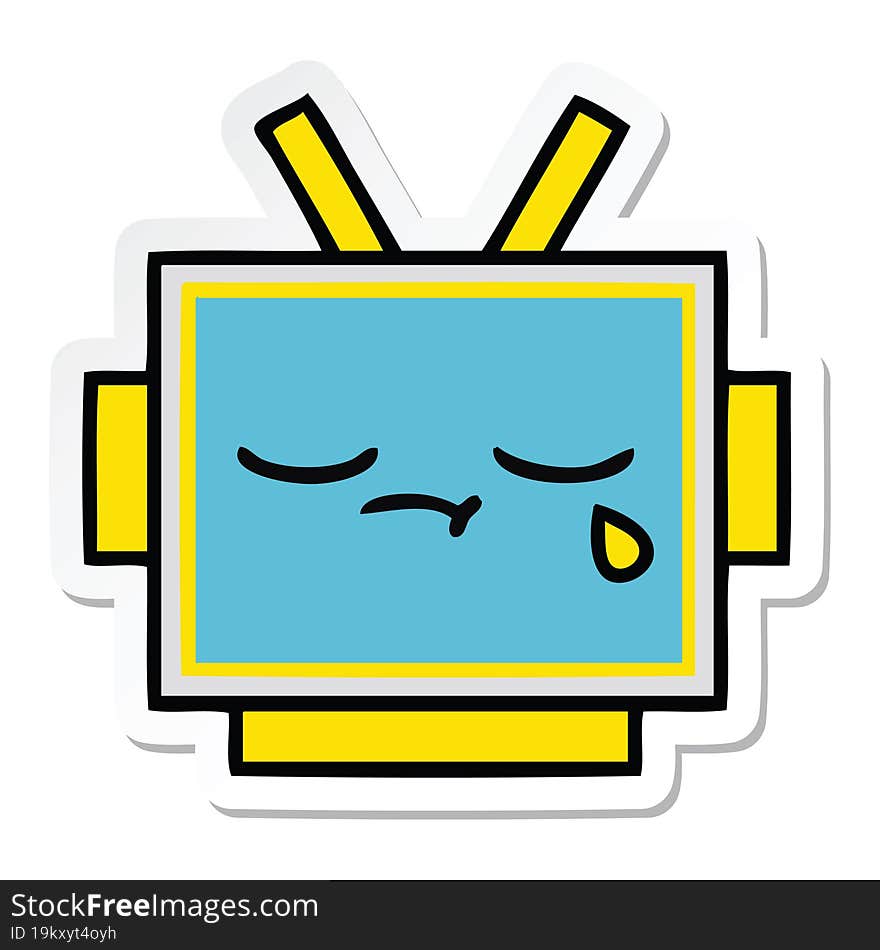 Sticker Of A Cute Cartoon Robot Head