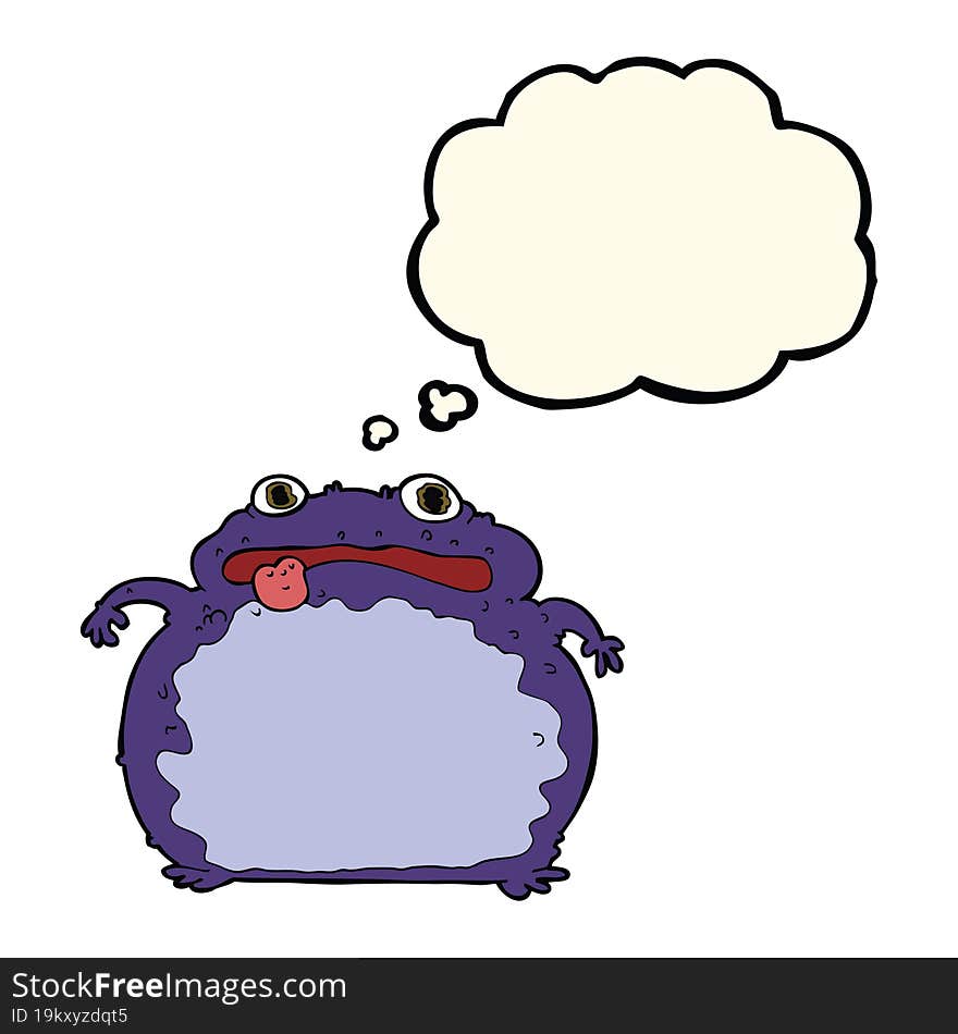 cartoon funny frog with thought bubble