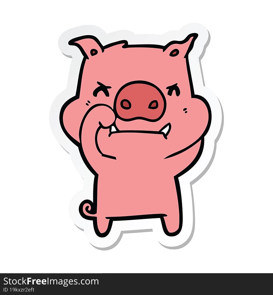 sticker of a angry cartoon pig