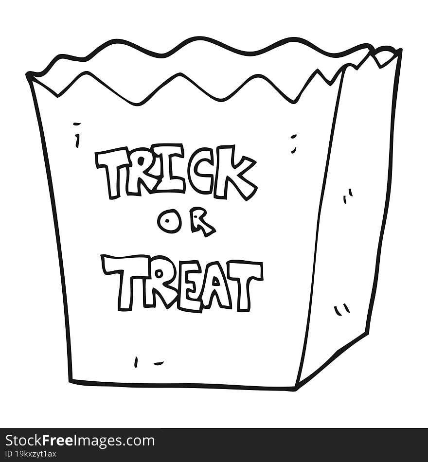 Black And White Cartoon Trick Or Treat Bag