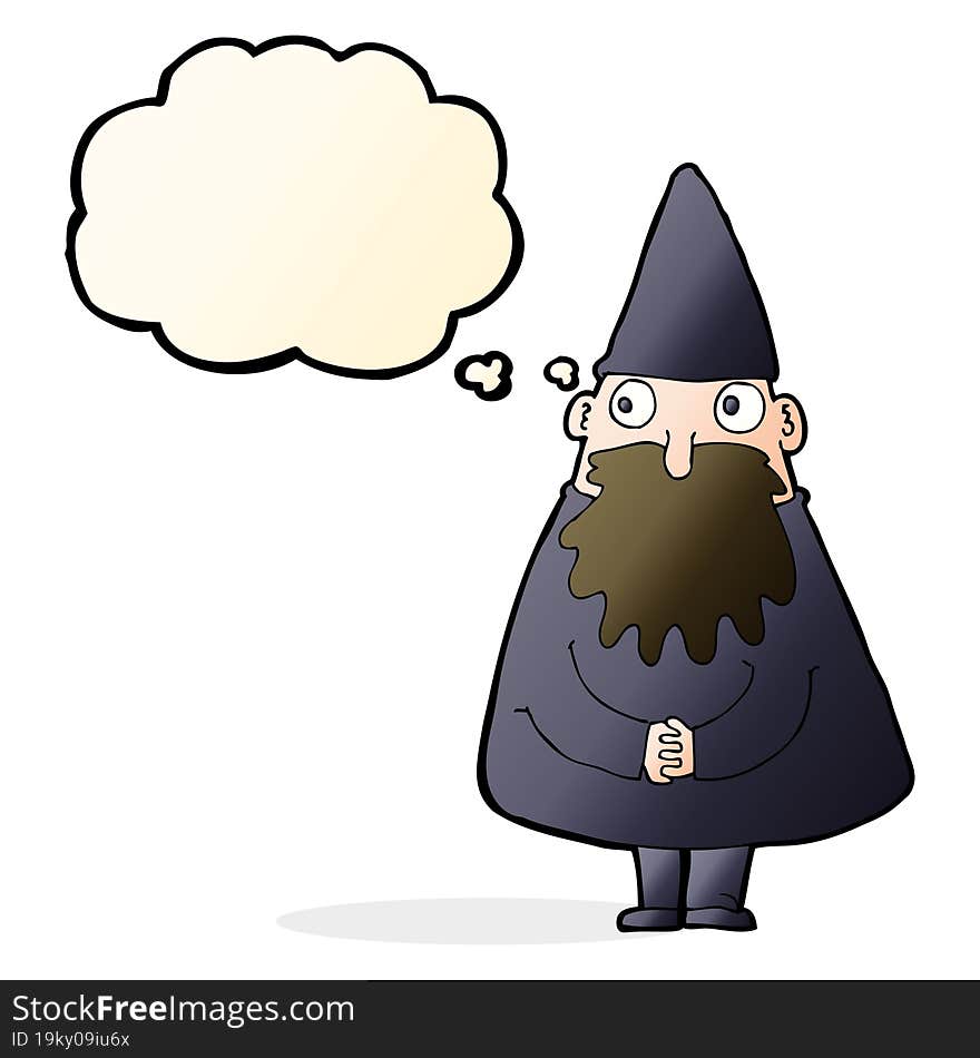 cartoon wizard with thought bubble