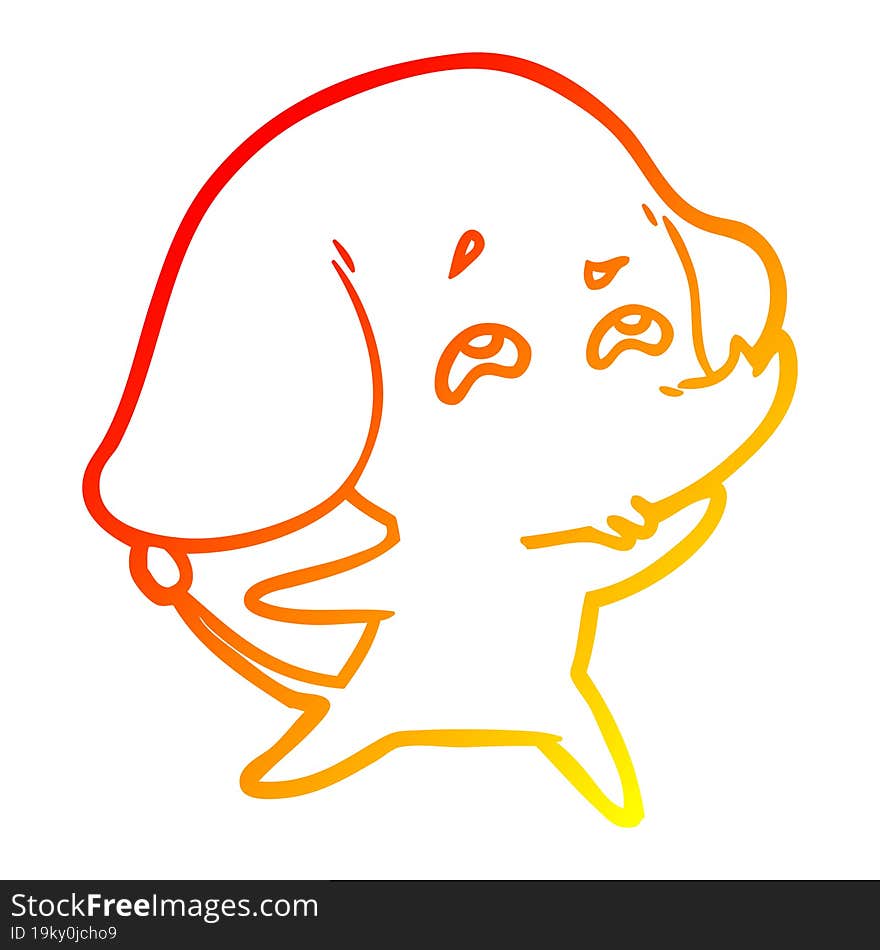 Warm Gradient Line Drawing Cartoon Elephant Remembering