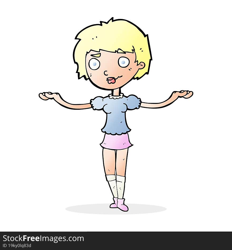 Cartoon Woman Spreading Arms