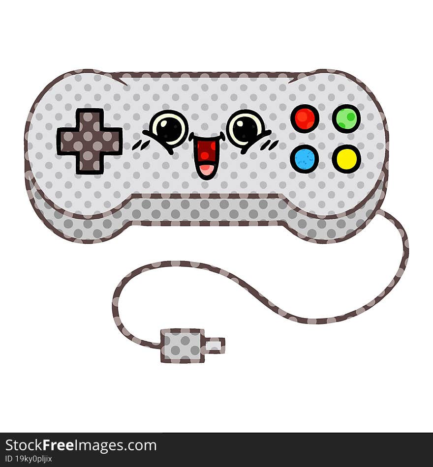 Comic Book Style Cartoon Game Controller