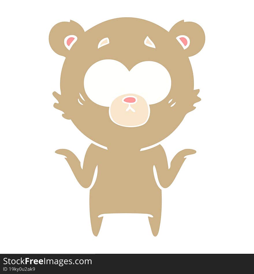 Flat Color Style Cartoon Bear Shrugging Shoulders