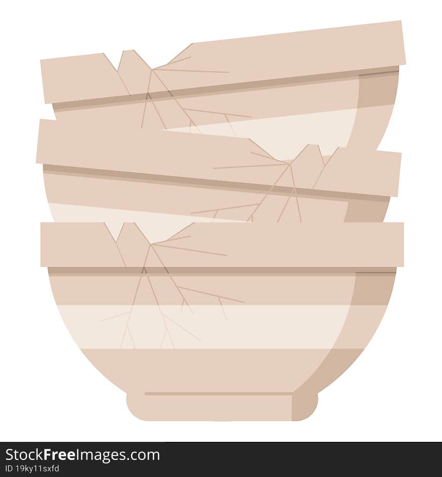 Stack Of Cracked Old Bowls Graphic Icon