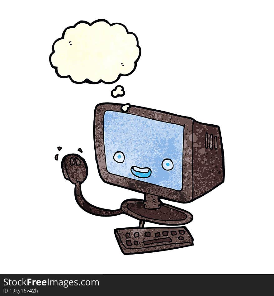 Cartoon Computer With Thought Bubble