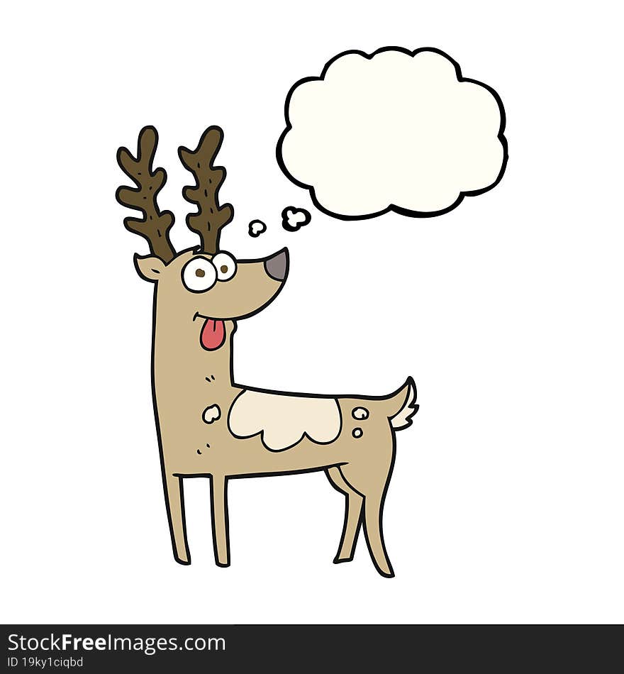 freehand drawn thought bubble cartoon reindeer