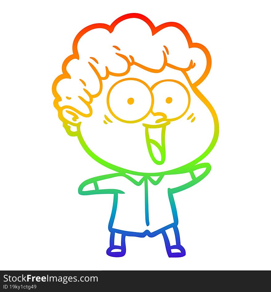 rainbow gradient line drawing cartoon happy man