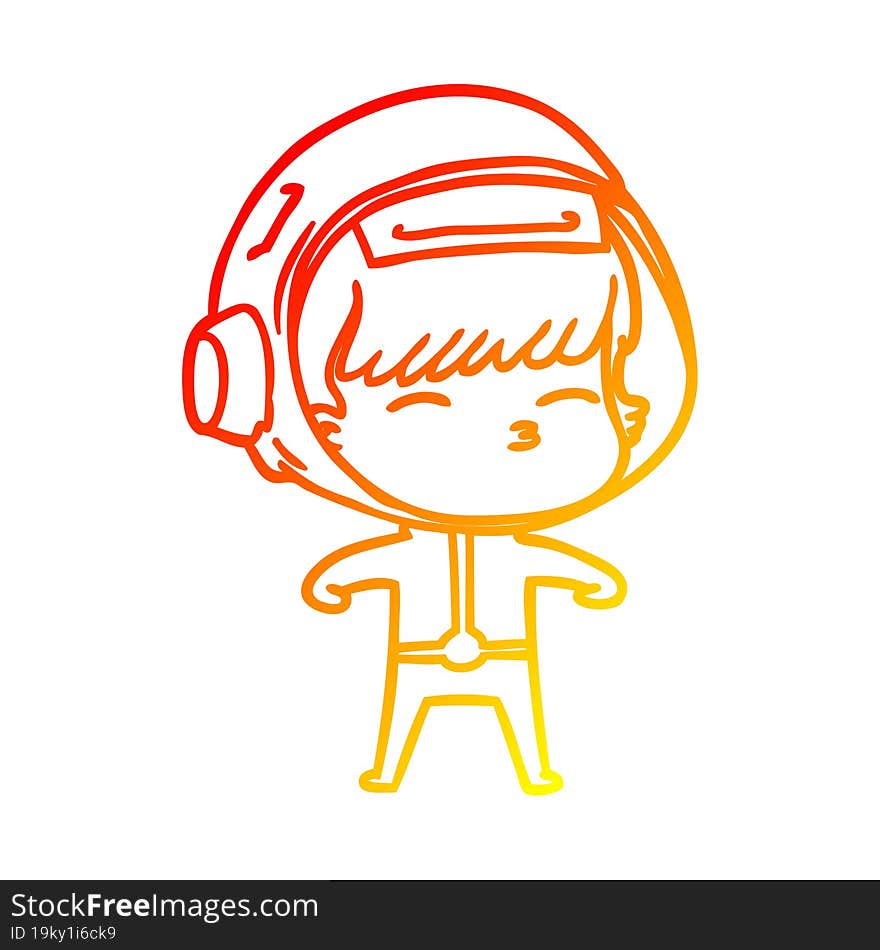 warm gradient line drawing cartoon curious astronaut