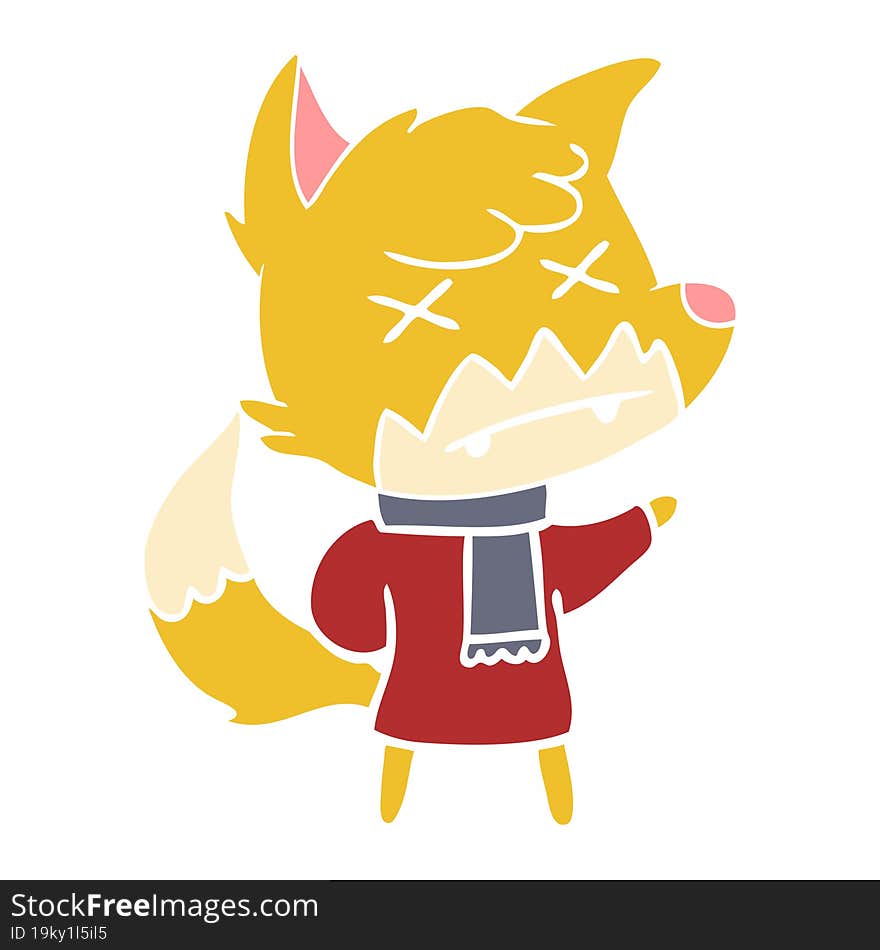 flat color style cartoon dead fox