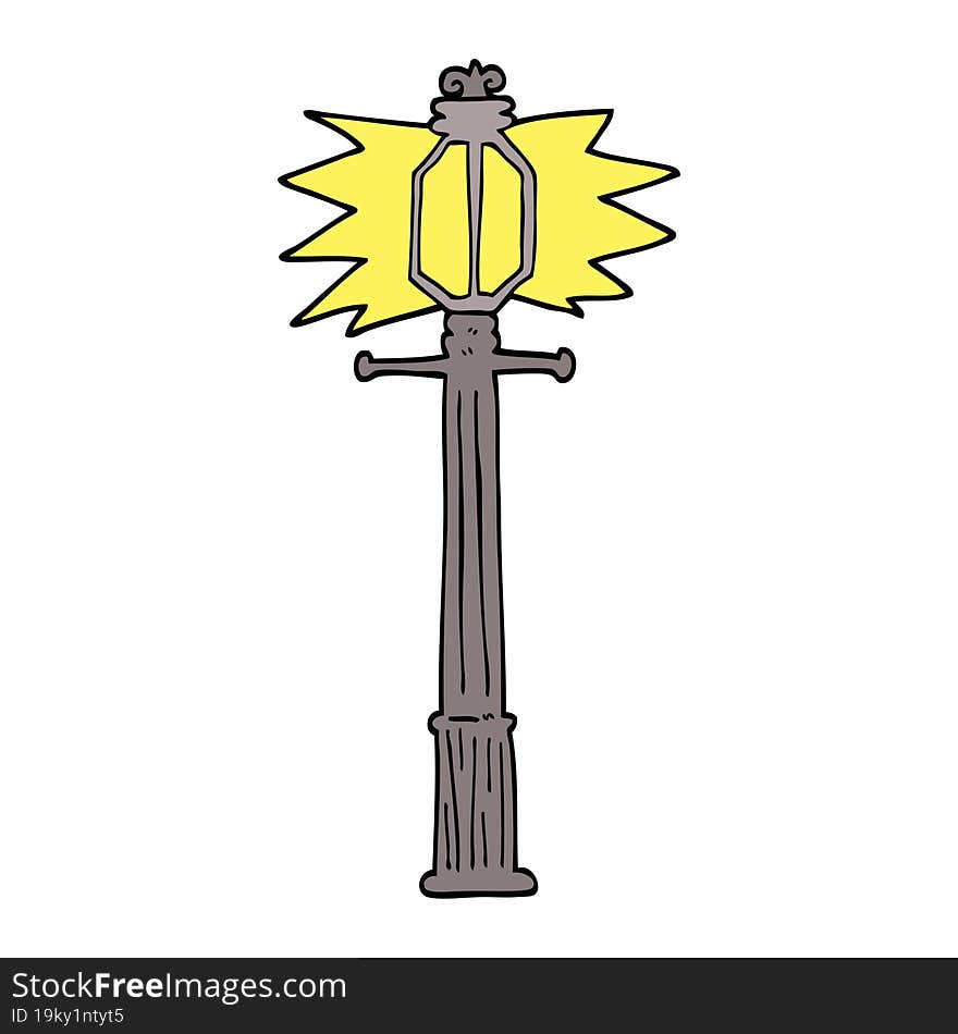 hand drawn doodle style cartoon lamp post