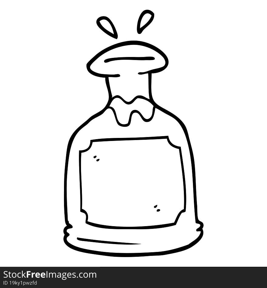 line drawing cartoon whiskey decanter