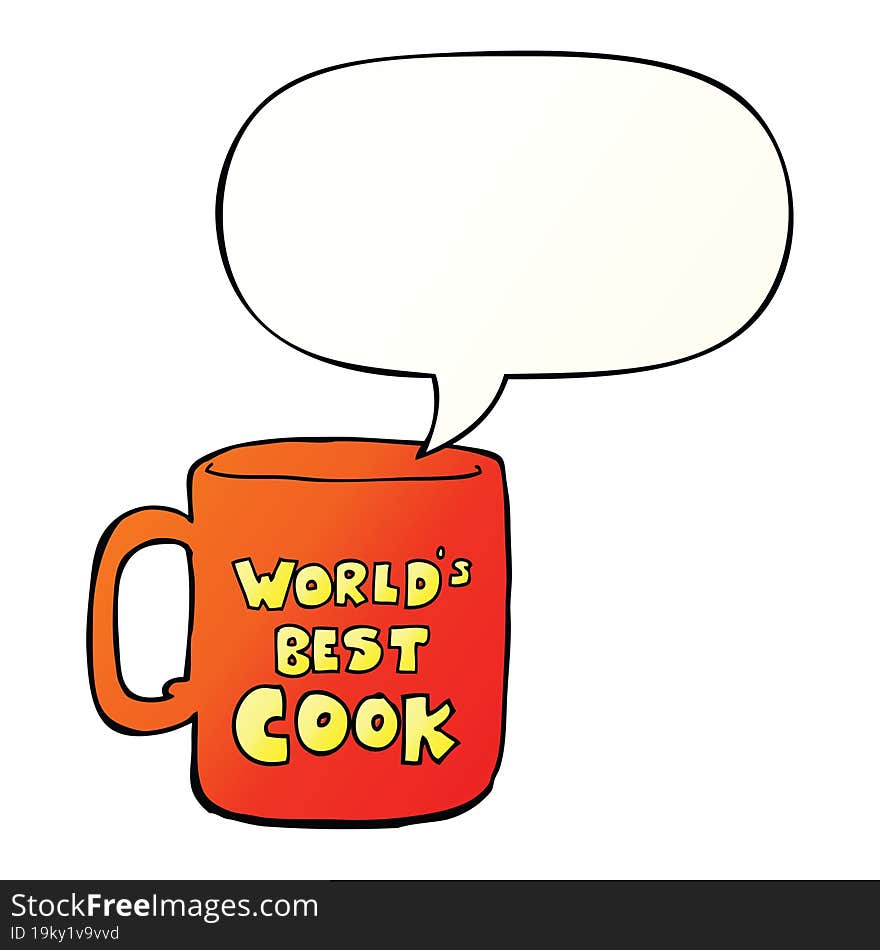 worlds best cook mug and speech bubble in smooth gradient style