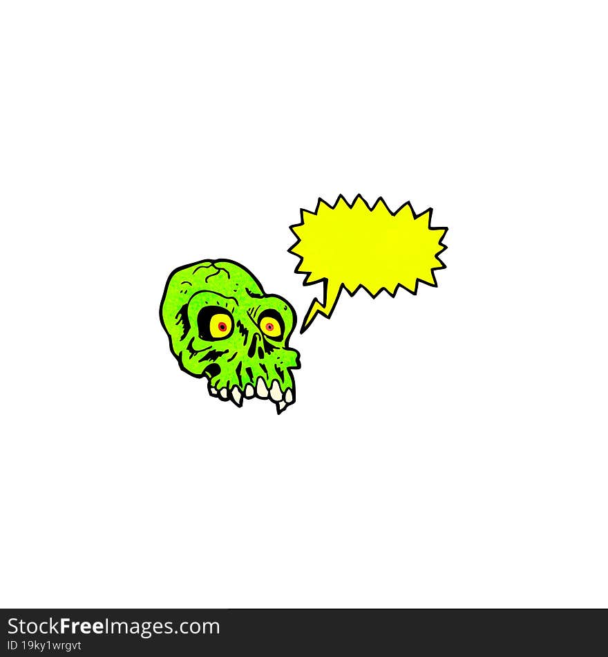 spooky shrieking skull cartoon