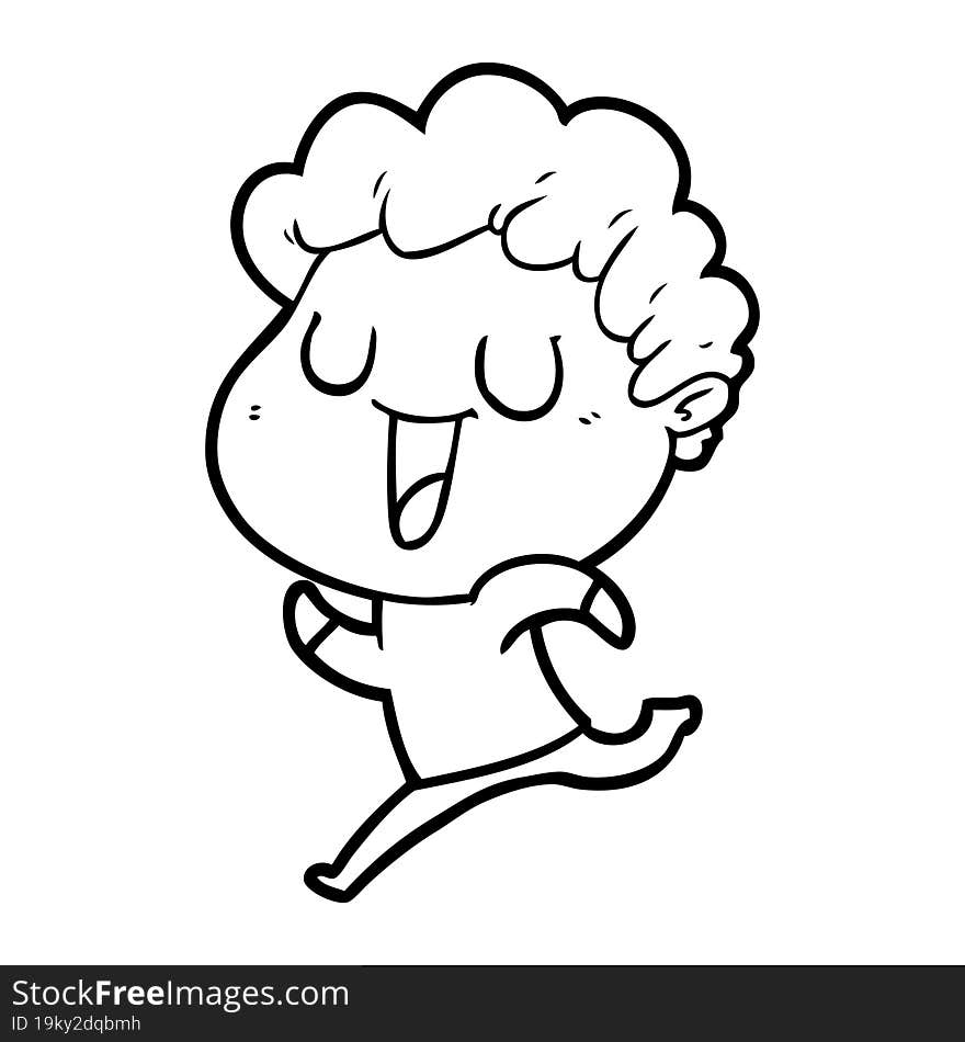 laughing cartoon man running. laughing cartoon man running