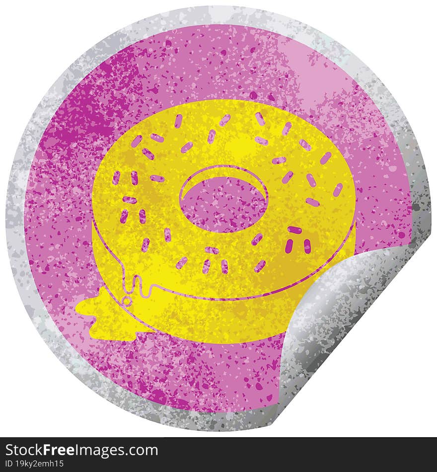 Tasty donut circular peeling sticker