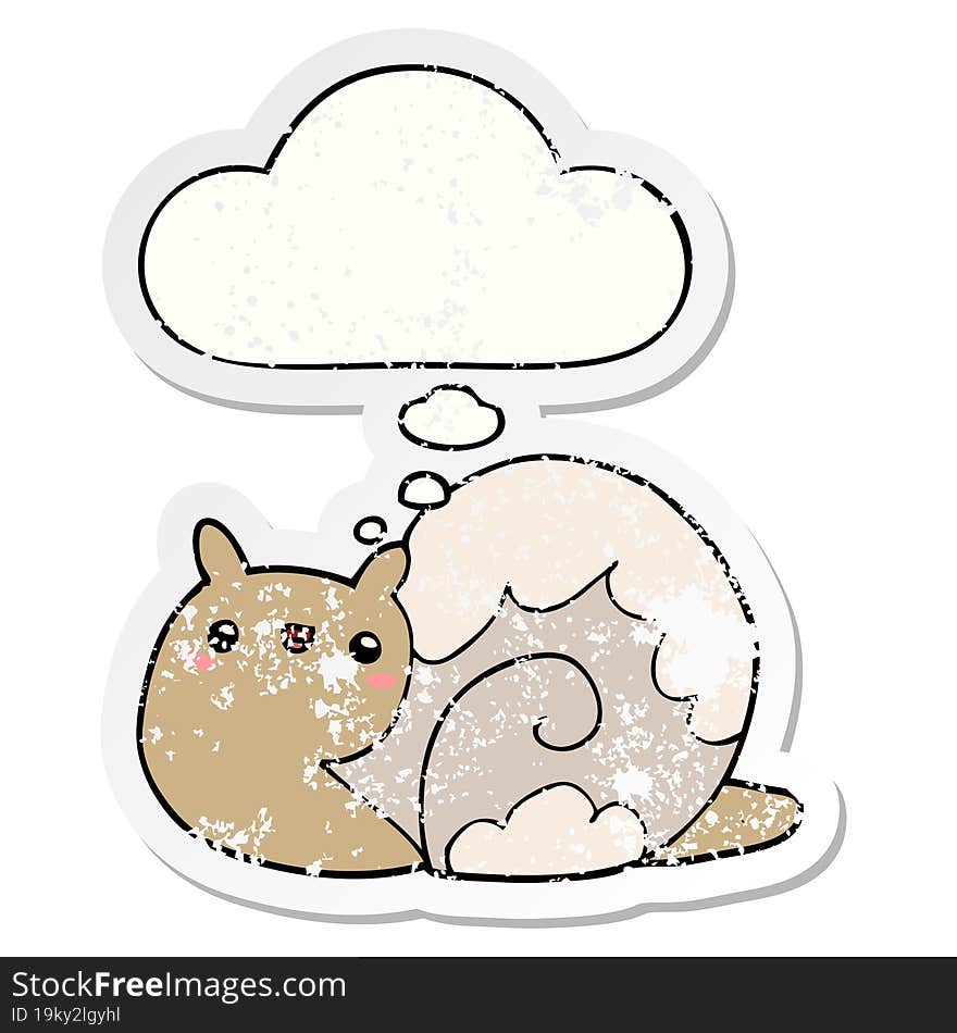 cute cartoon snail with thought bubble as a distressed worn sticker