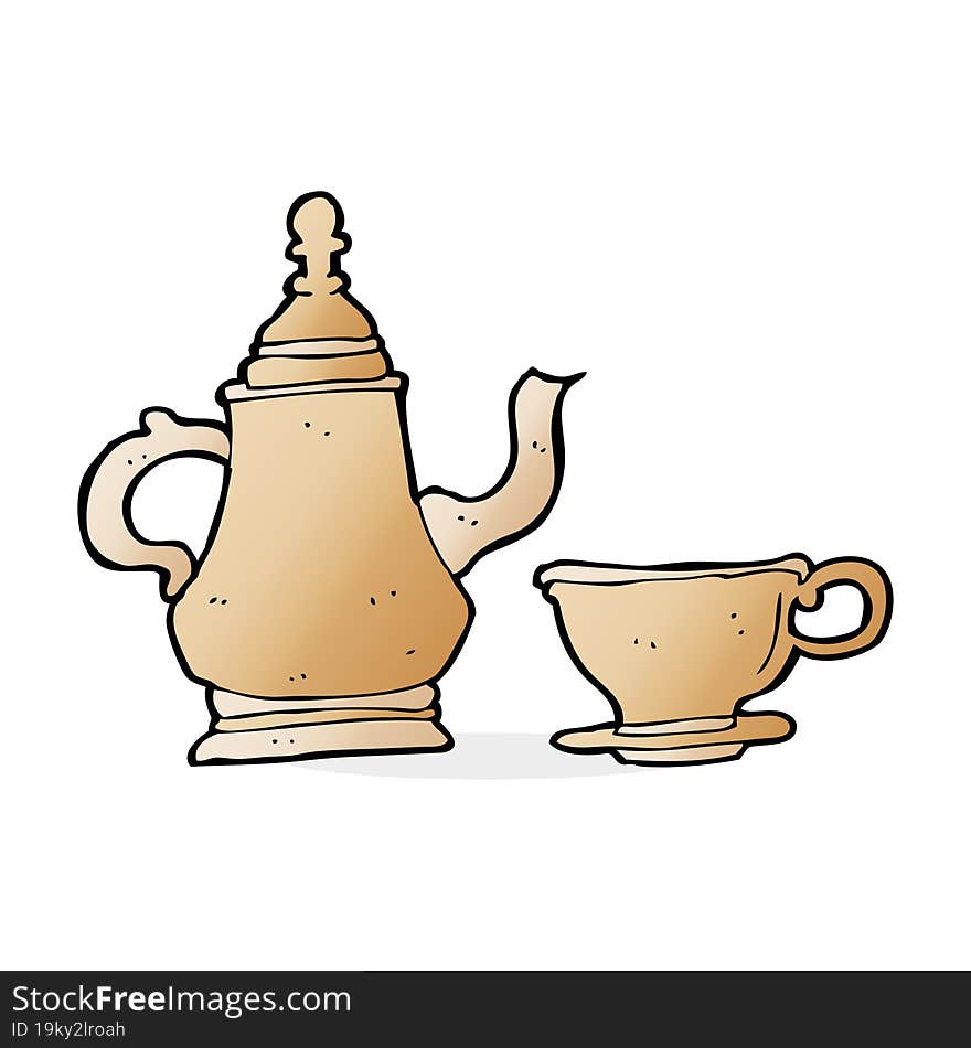 cartoon coffee pot and cup