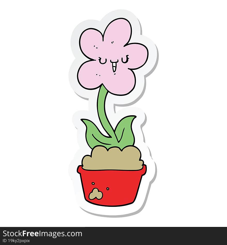 sticker of a cute cartoon flower