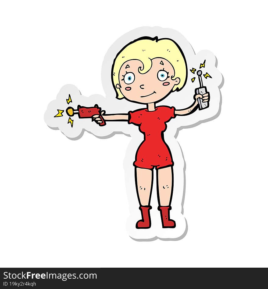 sticker of a cartoon future space girl