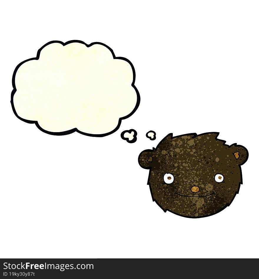 Cartoon Black Bear Head With Thought Bubble