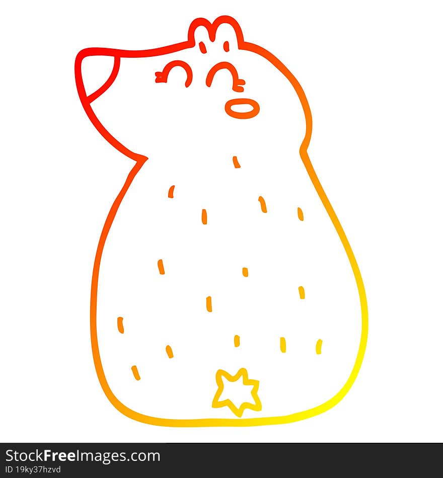 warm gradient line drawing of a cute cartoon bear