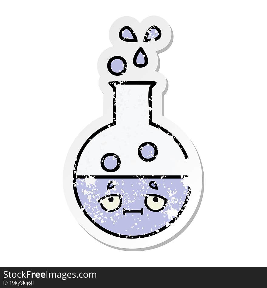 Distressed Sticker Of A Cute Cartoon Test Tube