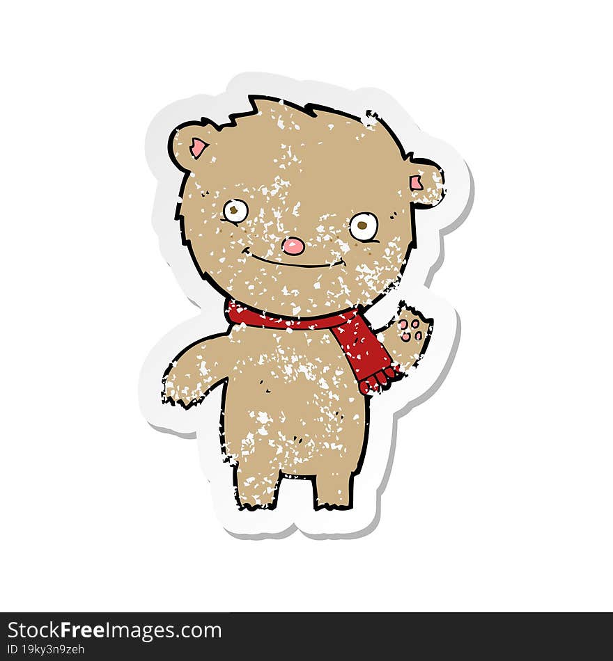 Retro Distressed Sticker Of A Cartoon Cute Teddy Bear