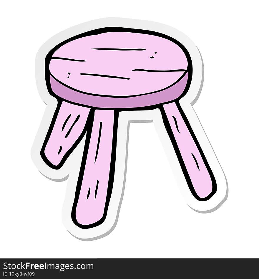 sticker of a cartoon pink stool