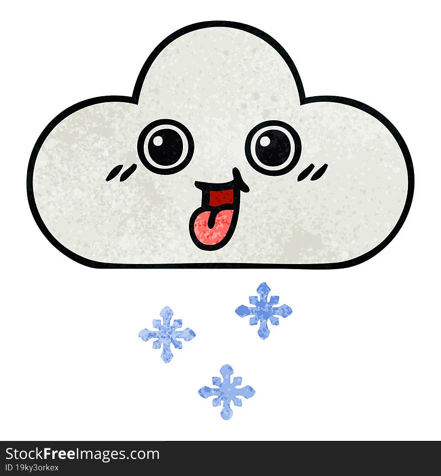 retro grunge texture cartoon of a snow cloud