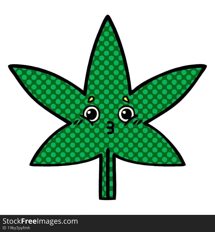 comic book style cartoon marijuana leaf