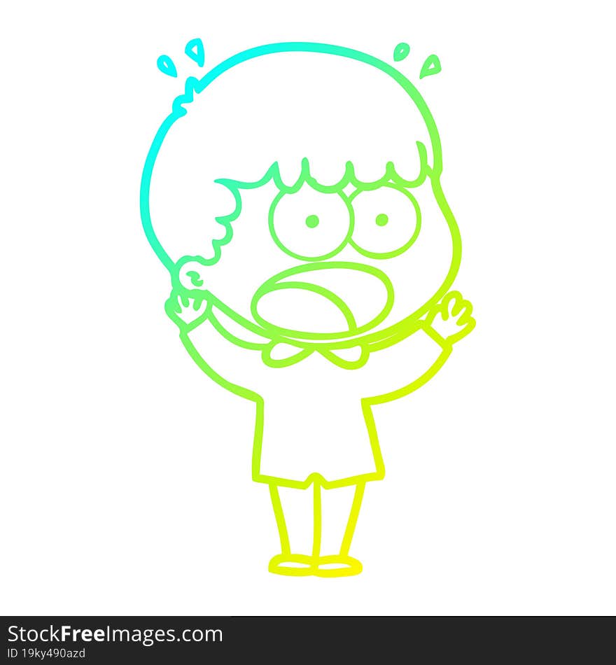 cold gradient line drawing cartoon shocked man