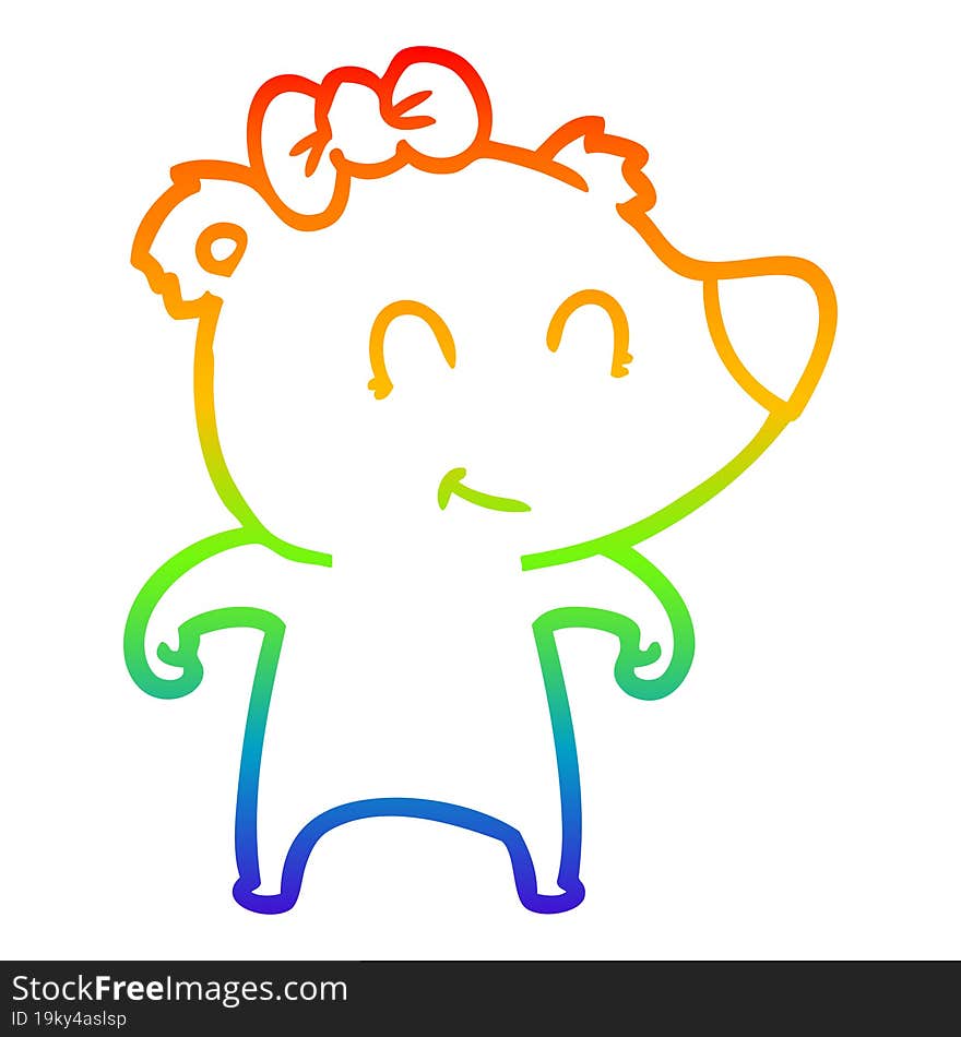 rainbow gradient line drawing female bear cartoon