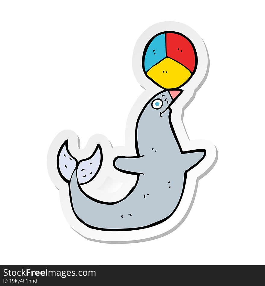 sticker of a cartoon performing seal