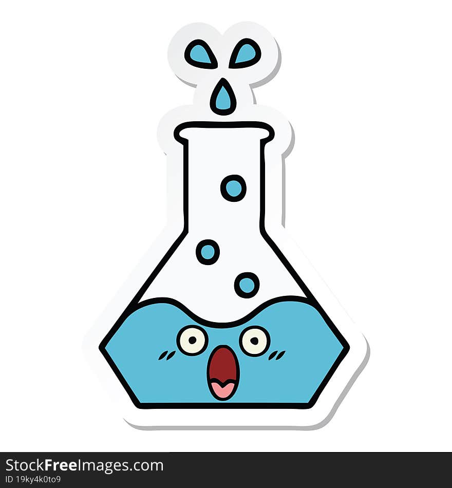 Sticker Of A Cute Cartoon Science Beaker