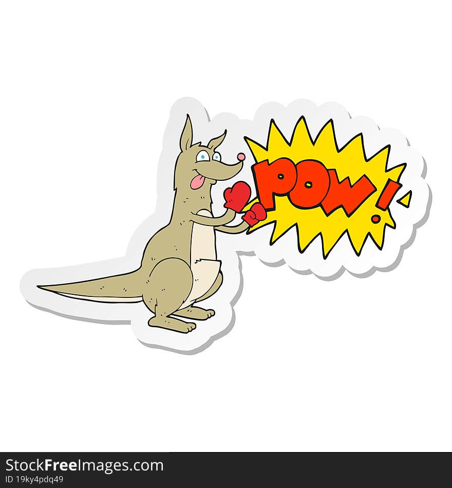 Sticker Of A Cartoon Boxing Kangaroo