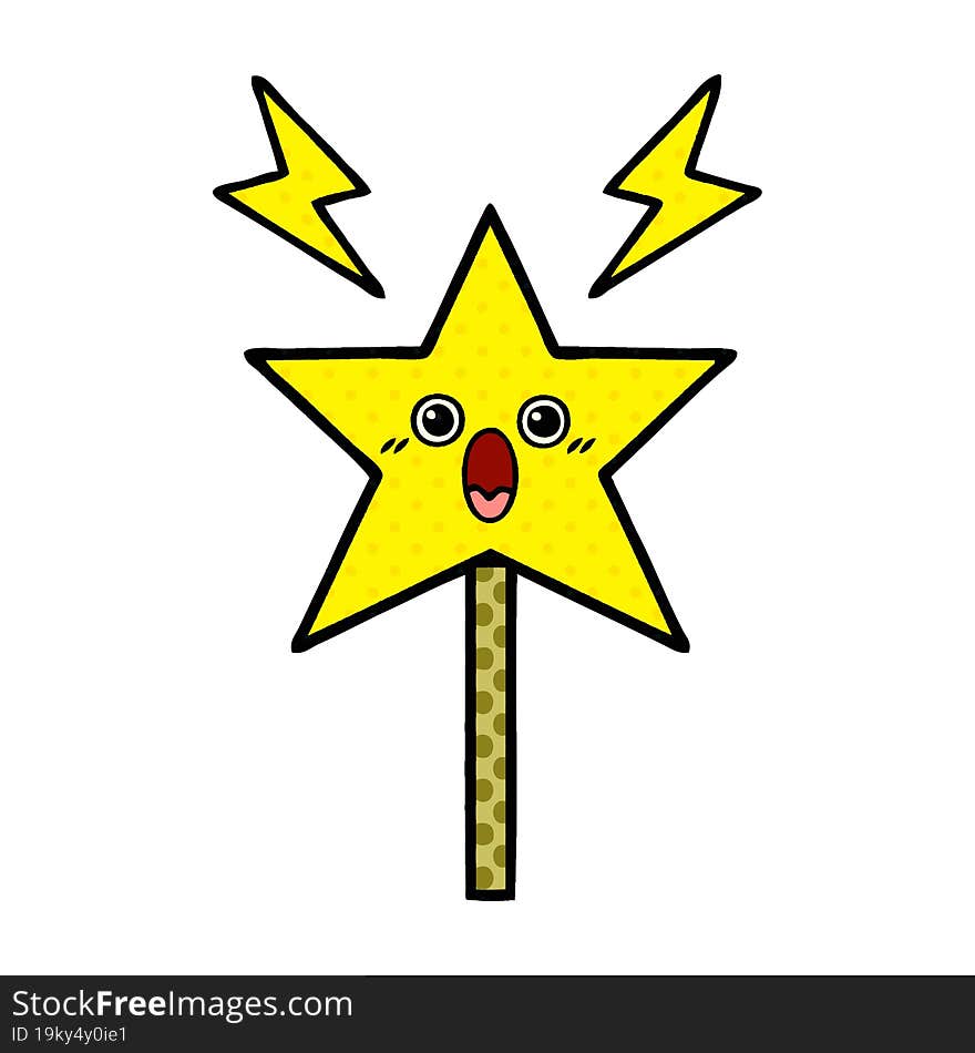 comic book style cartoon of a magic wand