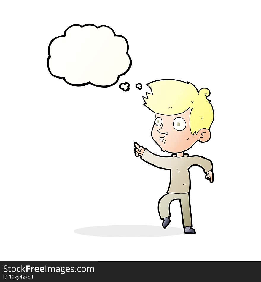 Cartoon Pointing Boy With Thought Bubble