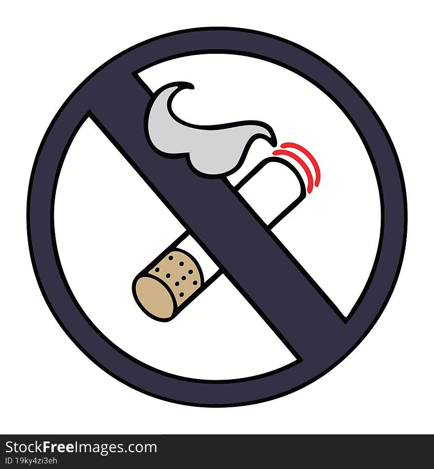 cute cartoon of a no smoking allowed sign