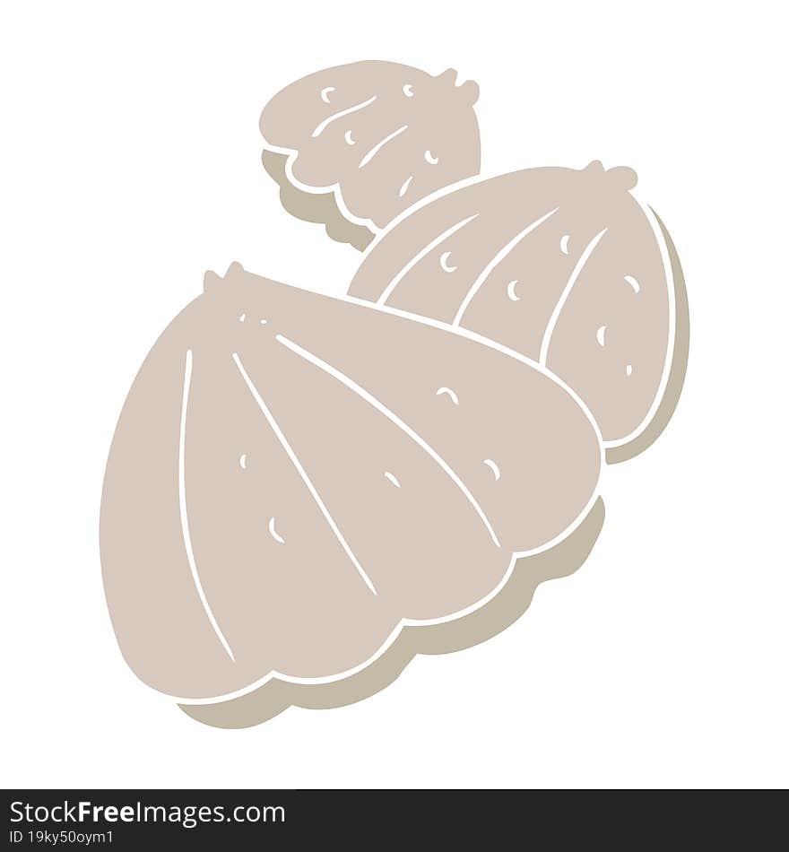 flat color illustration of a cartoon oysters