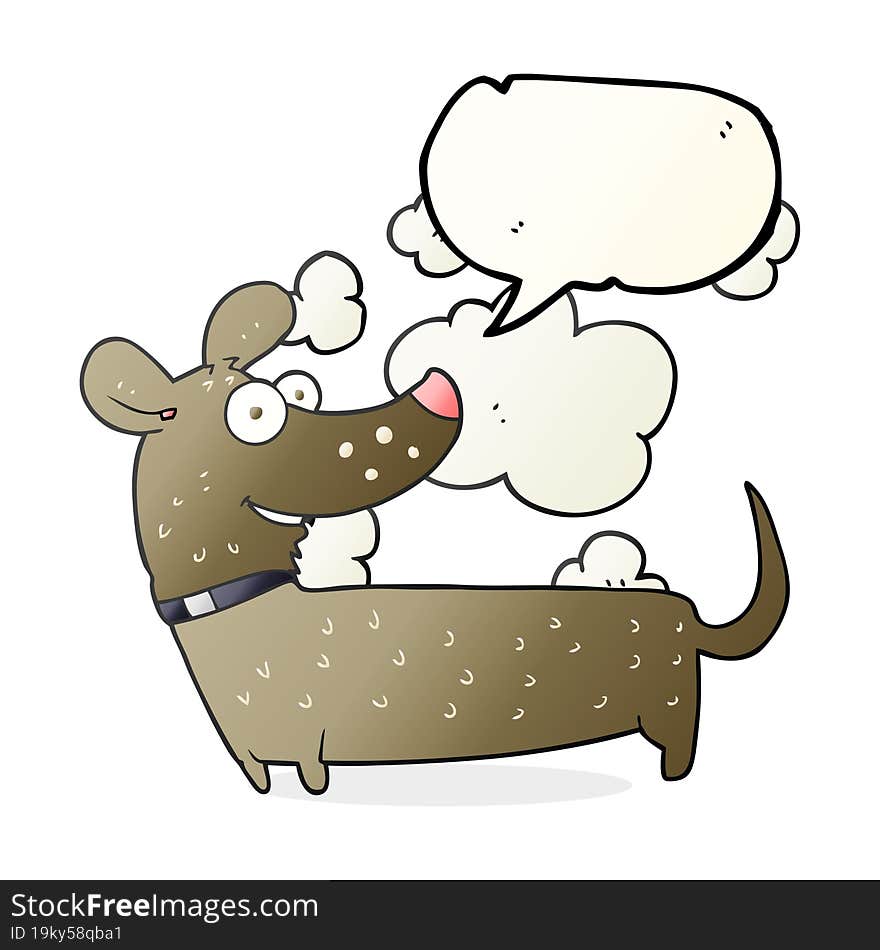 freehand drawn speech bubble cartoon happy dog