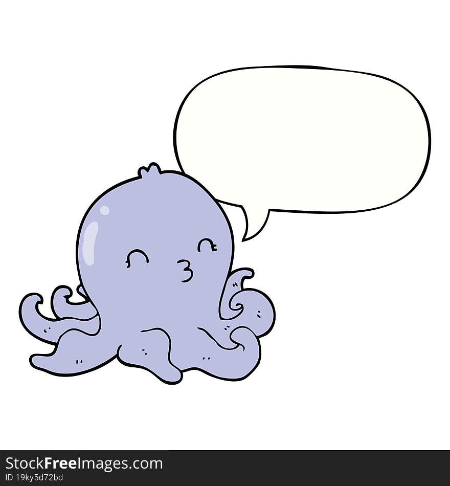 cartoon octopus and speech bubble