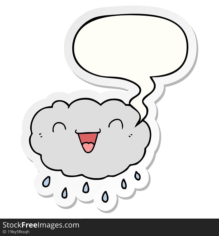 happy cartoon cloud and speech bubble sticker