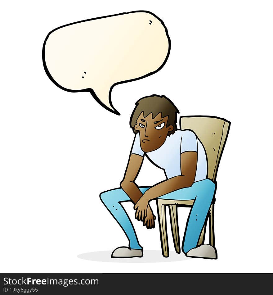 cartoon dejected man with speech bubble