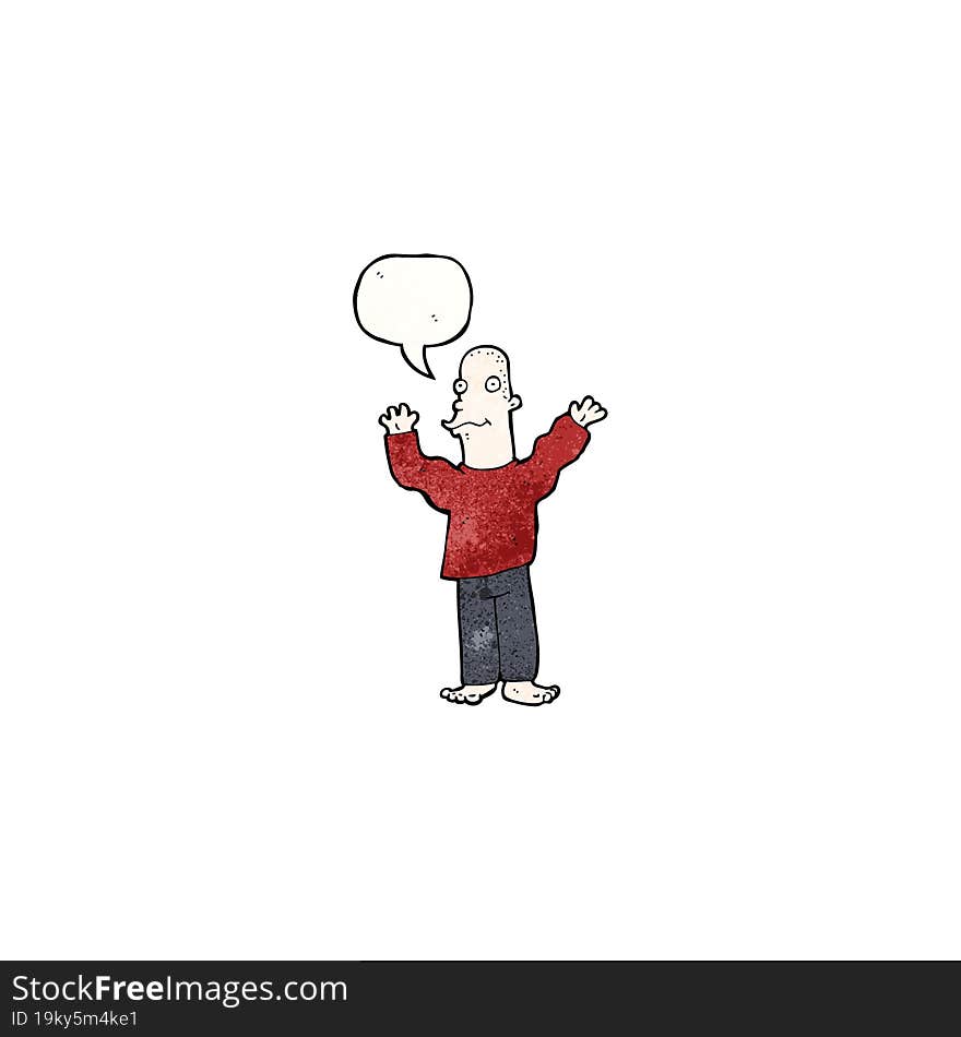 Cartoon Bald Man With Speech Bubble